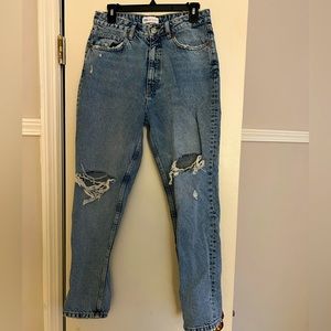 Zara High Rise Destroyed Straight Jean
